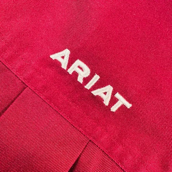 Ariat Men's XS Red Team Logo Twill Fitted Button Down Western Shirt Rodeo Cowboy - Picture 12 of 16
